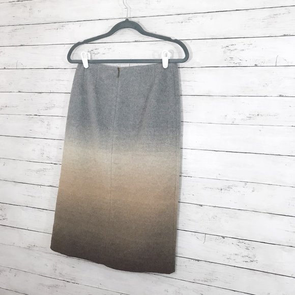 Lafayette 148 Wool Blend Grey & Brown Ombre Skirt - Picture 4 of 5